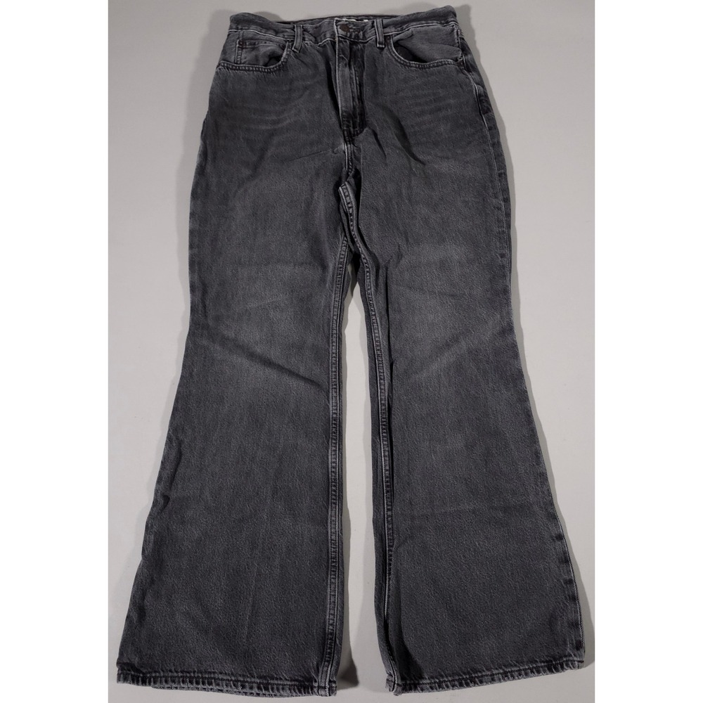 Levis Premium 70s High Flare Jeans Womens 31 Black Washed Denim A0899-0005